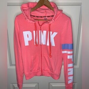Victoria’s Secret PINK Neon Pink Zip-Up Hoodie | Size Small, S, Summer